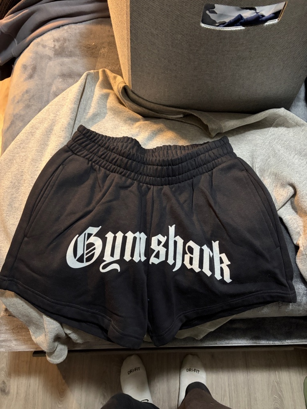Gymshark Black Shorts with White Logo